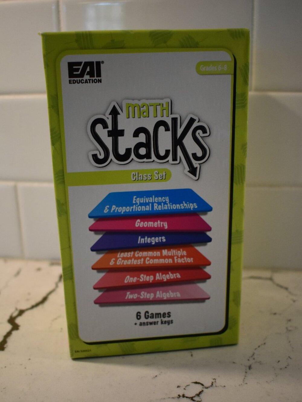New Education Math Stacks Class Set 6 Games Grades 6-8 Algebra Geometry Open Box